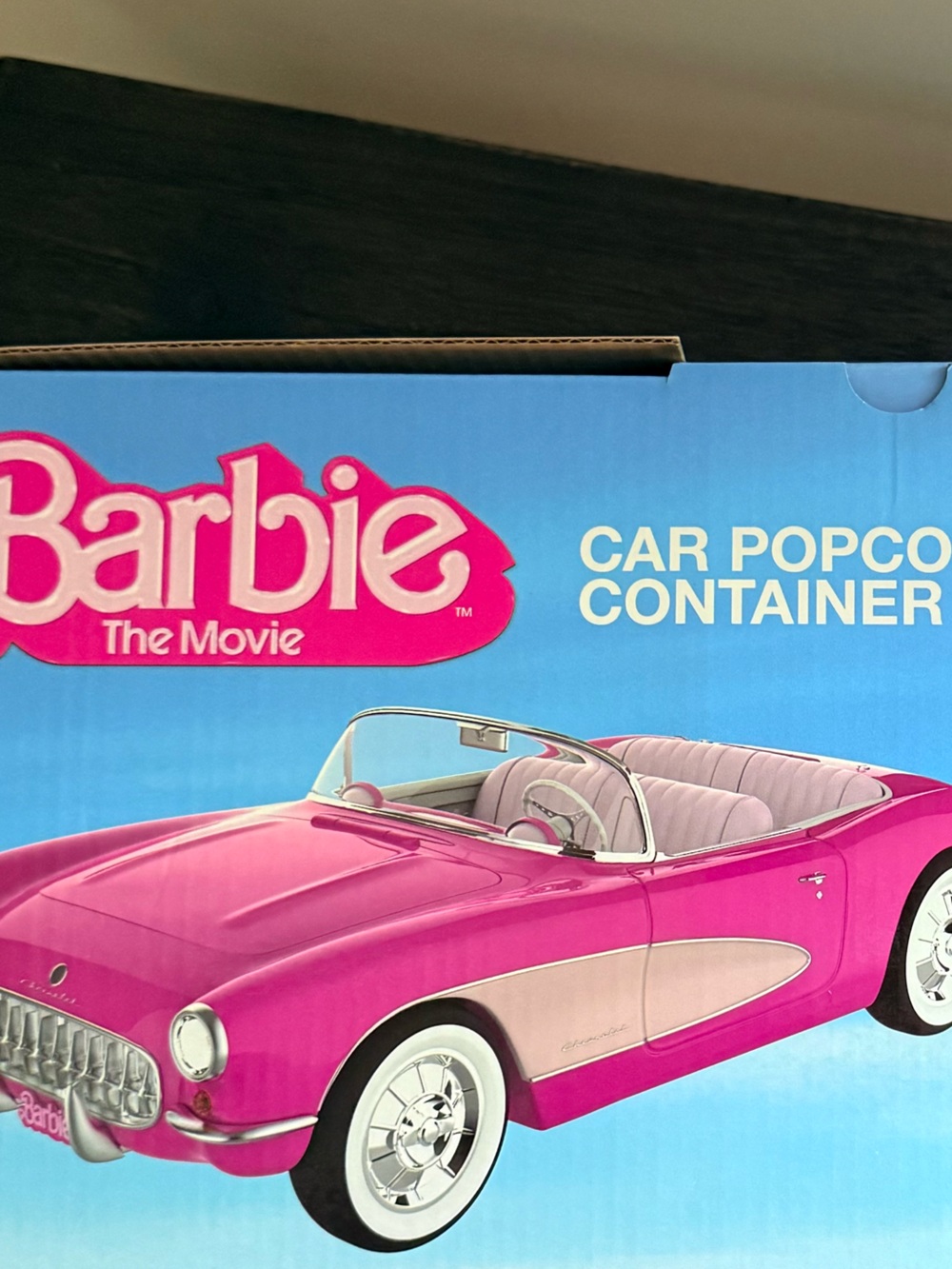 Barbie the Movie Official Pink Car Popcorn Container - Bright Pink and White-NIB